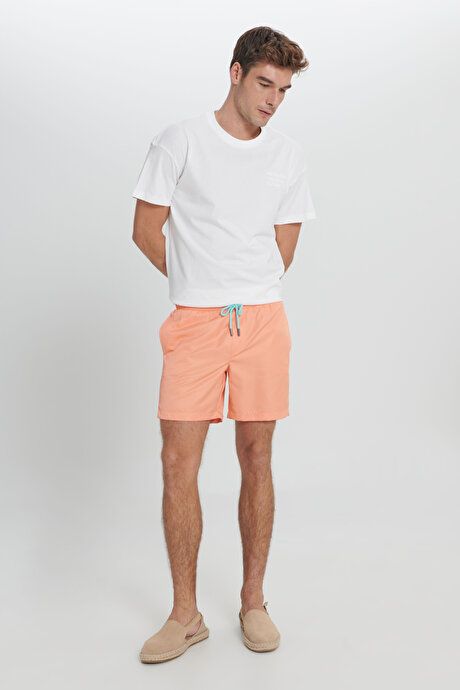 Standard Fit Regular Fit Salmon Swimsuit Sea Shorts with Patterned Pockets 4A4723200006SMN