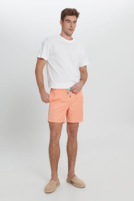 Standard Fit Regular Fit Salmon Swimsuit Sea Shorts with Patterned Pockets 4A4723200006SMN