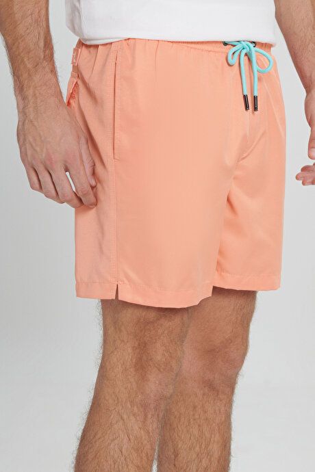 Standard Fit Regular Fit Salmon Swimsuit Sea Shorts with Patterned Pockets 4A4723200006SMN