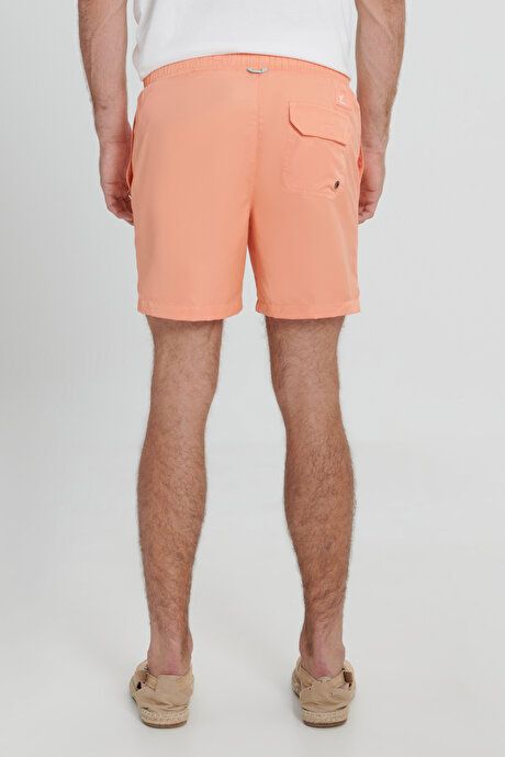 Standard Fit Regular Fit Salmon Swimsuit Sea Shorts with Patterned Pockets 4A4723200006SMN