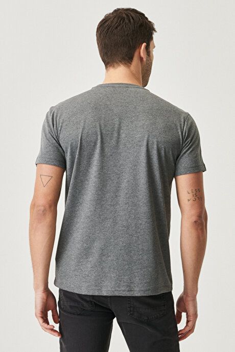 Slim Fit Slim Fit Crew Neck 100% Cotton Short Sleeve Anthracite T-Shirt 4A4800000001ATR