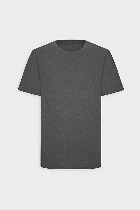 Slim Fit Slim Fit Crew Neck 100% Cotton Short Sleeve Anthracite T-Shirt 4A4800000001ATR