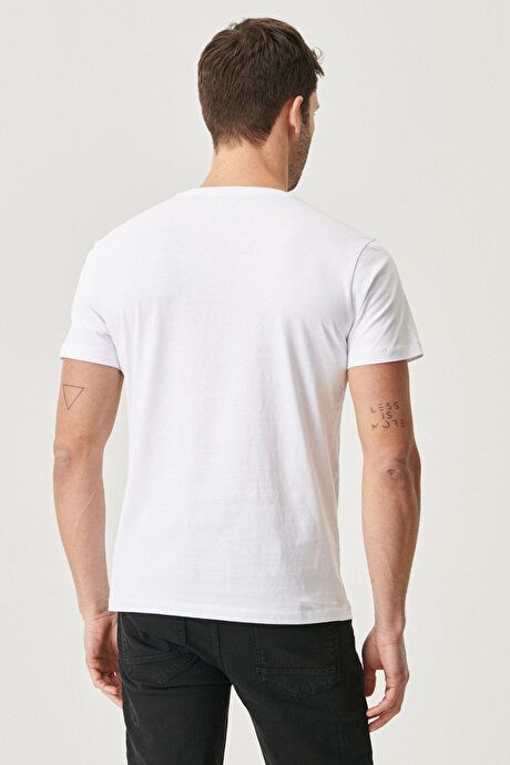 Slim Fit Slim Fit Crew Neck 100% Cotton Short Sleeve White T-Shirt 4A4800000001BYZ