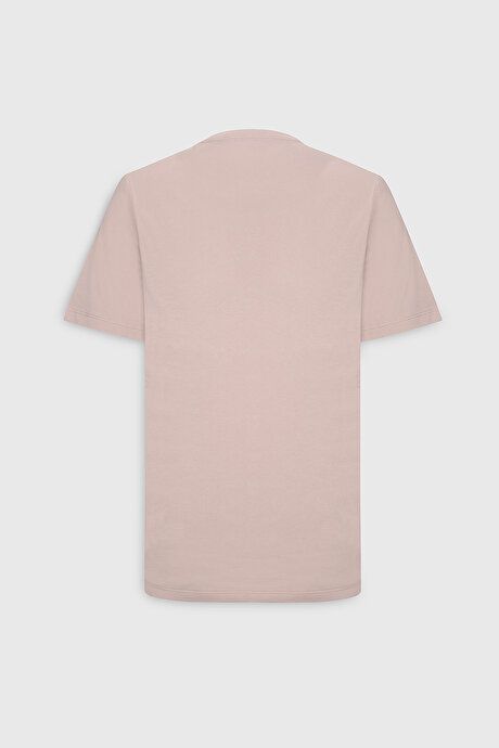 Slim Fit Slim Fit Crew Neck 100% Cotton Short Sleeve Rose Dried T-Shirt 4A4800000001GUL