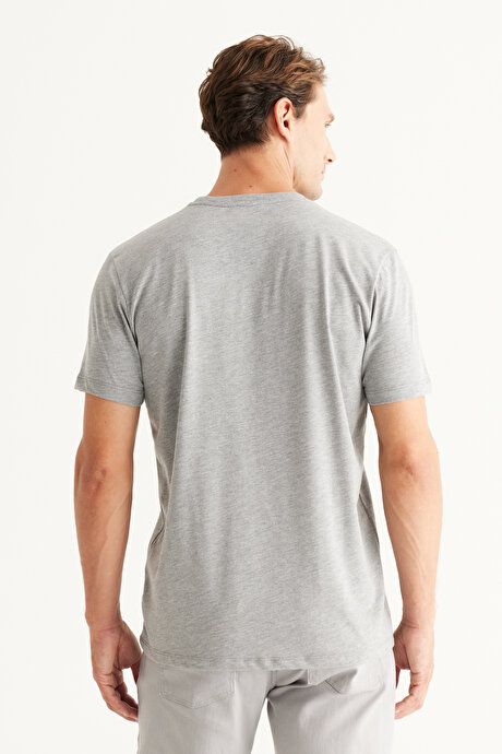 Slim Fit Slim Fit Crew Neck 100% Cotton Short Sleeve Dark Gray-Melange T-Shirt 4A4800000001KGN