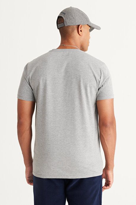 Slim Fit Slim Fit Crew Neck 100% Cotton Short Sleeve Dark Gray T-Shirt 4A4800000001KGR