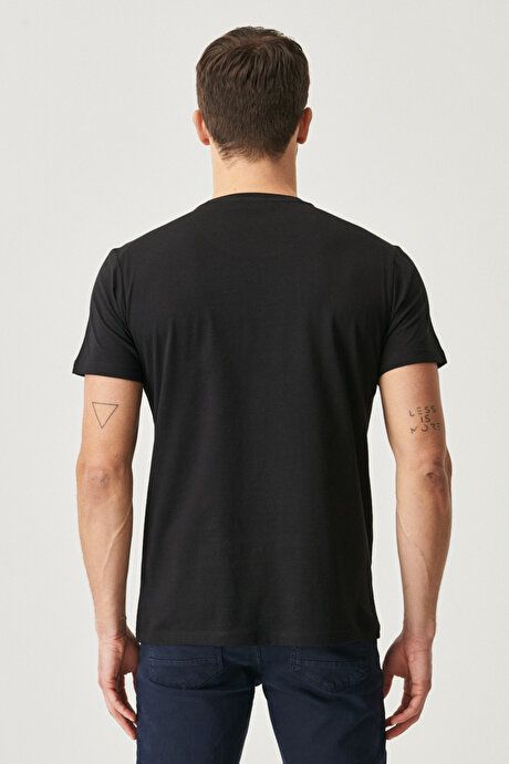 Slim Fit Slim Fit Crew Neck 100% Cotton Short Sleeve Black T-Shirt 4A4800000001SYH