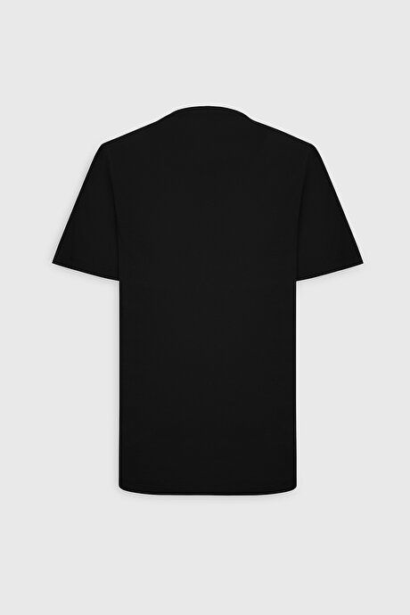 Slim Fit Slim Fit Crew Neck 100% Cotton Short Sleeve Black T-Shirt 4A4800000001SYH