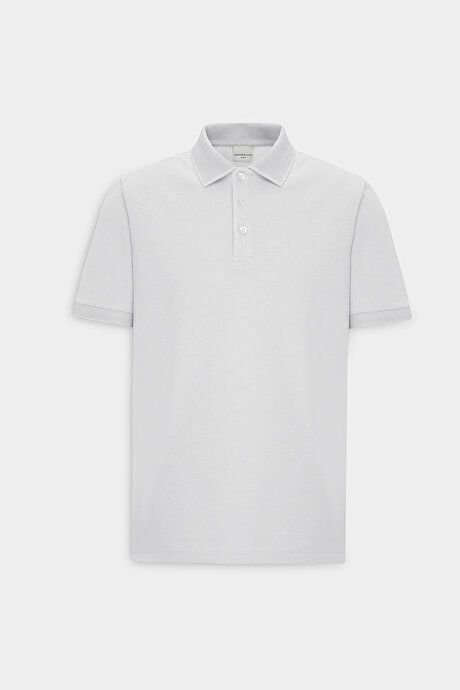 100% Cotton Untwistable Pique Polo Collar Slim Fit White T-Shirt 4A4820200001BYZ