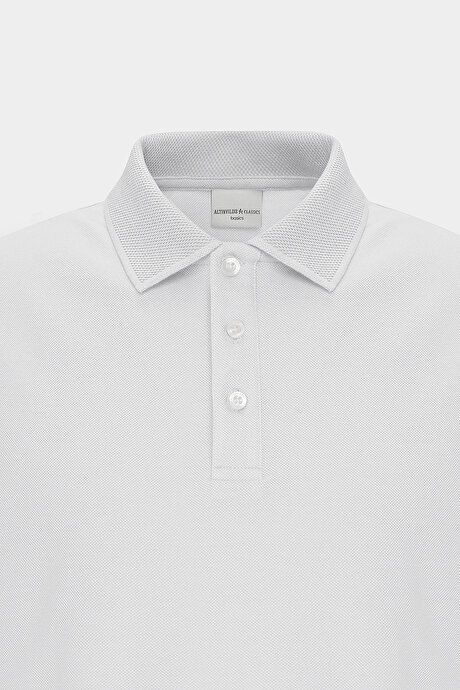 100% Cotton Untwistable Pique Polo Collar Slim Fit White T-Shirt 4A4820200001BYZ