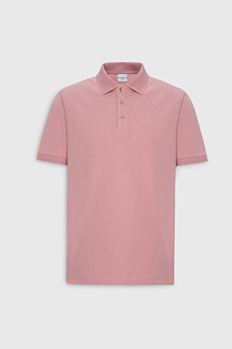 100% Cotton Untwistable Pique Polo Collar Slim Fit Slim Fit Rose Dried T-Shirt 4A4820200001GUL