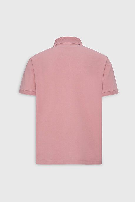 100% Cotton Untwistable Pique Polo Collar Slim Fit Slim Fit Rose Dried T-Shirt 4A4820200001GUL