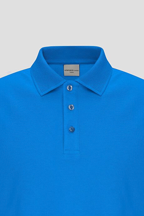 100% Cotton Untwistable Pique Polo Collar Slim Fit Slim Fit Royal Blue T-Shirt 4A4820200001ROM