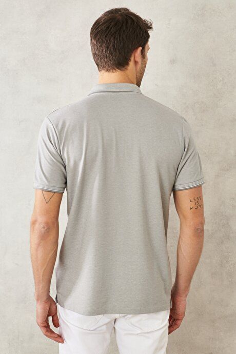 Regular Fit Wide Cut Polo Collar Pocket Gray T-Shirt 4A4820200004GRI