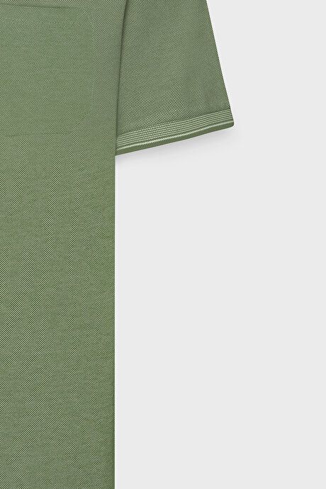 Regular Fit Wide Cut Polo Collar Green T-Shirt with Pockets 4A4820200004YSL