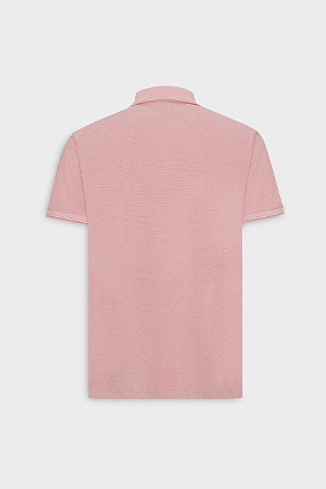 Slim Fit Slim Fit Slim Fit Untuckable Polo Collar Short Sleeve Pink White T-Shirt 4A4820200047PBY