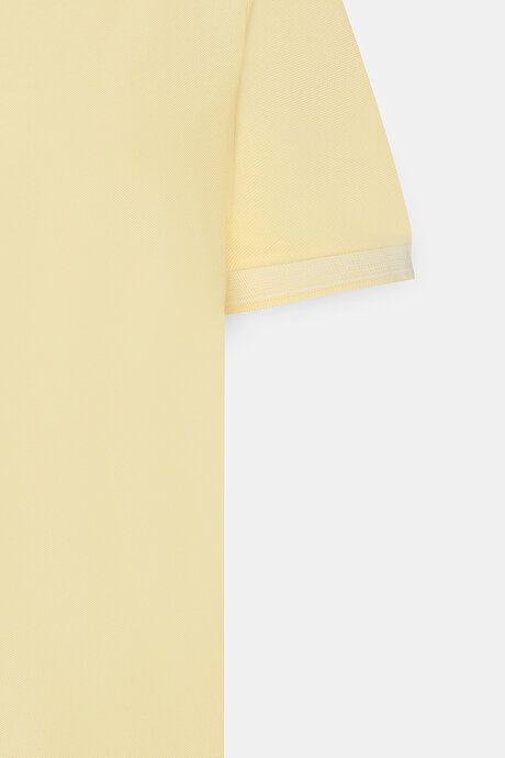 Slim Fit Slim Fit Slim Fit Untuckable Polo Collar Short Sleeve Yellow-White T-Shirt 4A4820200047SBZ