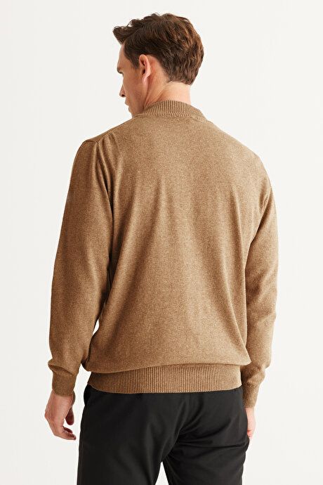 Standard Fit Regular Fit Half Turtleneck Cotton Mink Pullover 4A4921100008VIZ