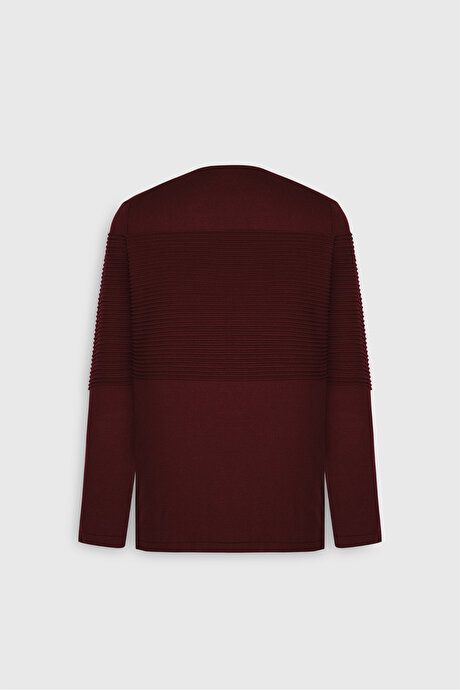 Anti-Pilling Non-Pilling Standard Fit Crew-Neck Line Textured Red Sweater 4A4921100065KMZ