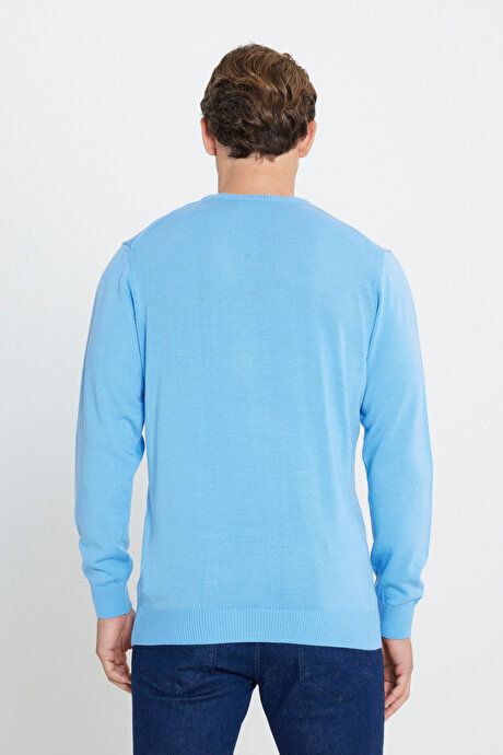 Anti-Pilling Non-Pilling Standard Fit Regular Fit Crew-Neck Sweater Light Blue Pullover 4A4923100001amv