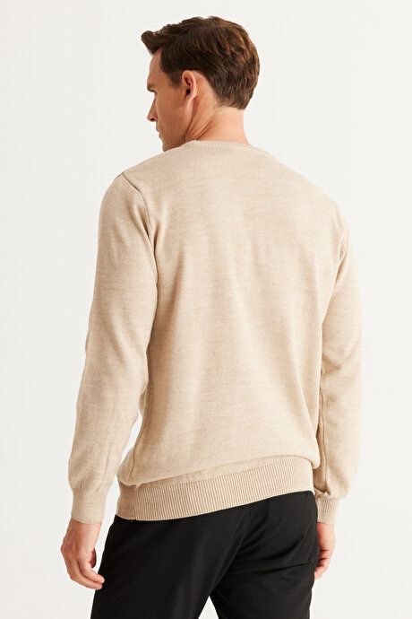 Anti-Pilling Non-Pilling Standard Fit Regular Fit Crew-Neck Sweater Beige Sweater 4A4923100001BEJ