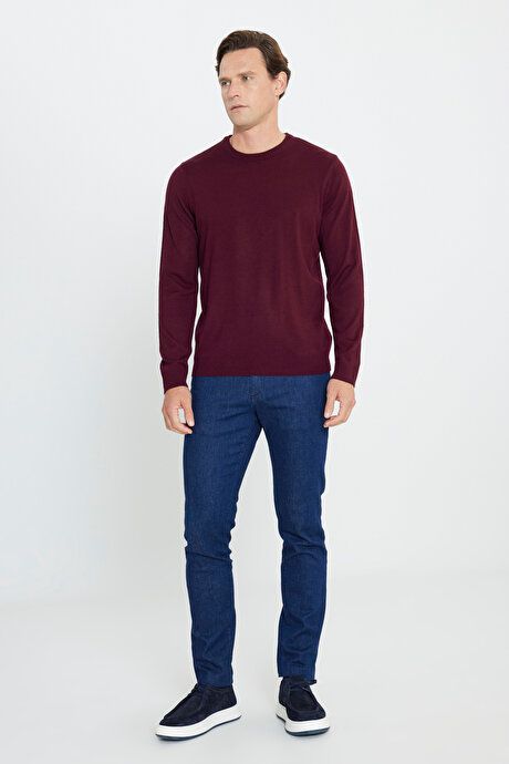 Anti-Pilling Non-Pilling Standard Fit Regular Fit Crew-Neck Sweater Burgundy Sweater 4A4923100001BRD