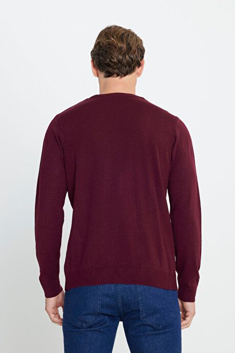 Anti-Pilling Non-Pilling Standard Fit Regular Fit Crew-Neck Sweater Burgundy Sweater 4A4923100001BRD