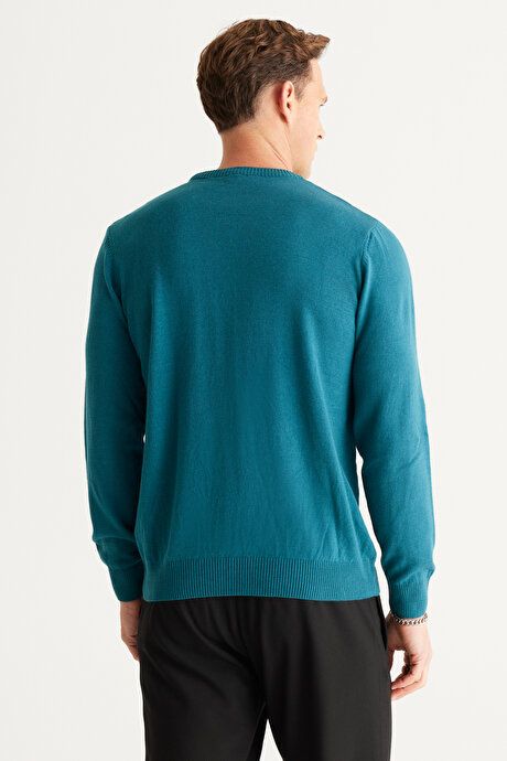 Anti-Pilling Non-Pilling Standard Fit Regular Fit Crew-Neck Sweater Petrol Sweater 4A4923100001PET