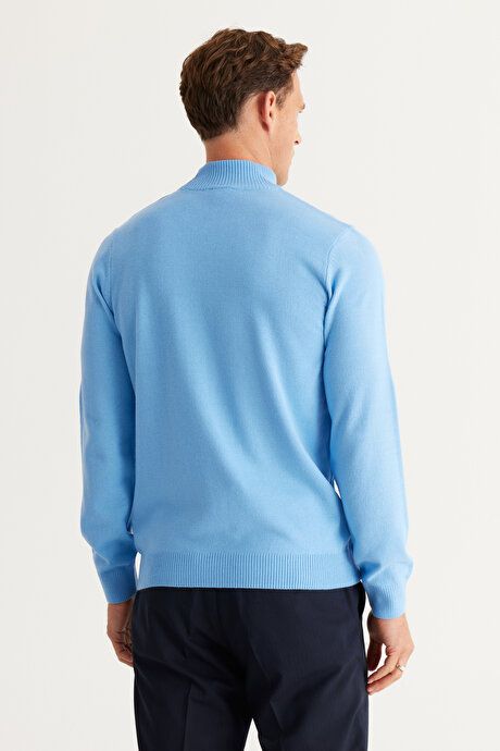 Non-Pilling Anti-Pilling Standard Fit Regular Fit Half Turtleneck Light Blue Pullover 4A4923100005amv