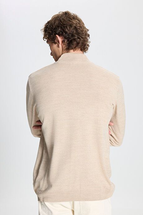 Non-Pilling Anti-Pilling Standard Fit Regular Fit Half Turtleneck Beige Pullover 4A4923100005BEJ