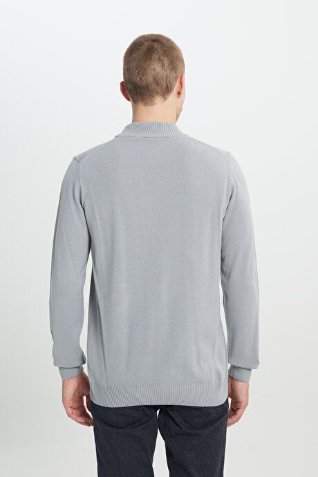 Non-Pilling Anti-Pilling Standard Fit Regular Fit Half Turtleneck Gray Melange Sweater 4A4923100005GMJ