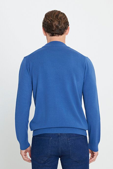 Non-Pilling Anti-Pilling Standard Fit Regular Fit Half Turtleneck Indigo Pullover 4A4923100005IND