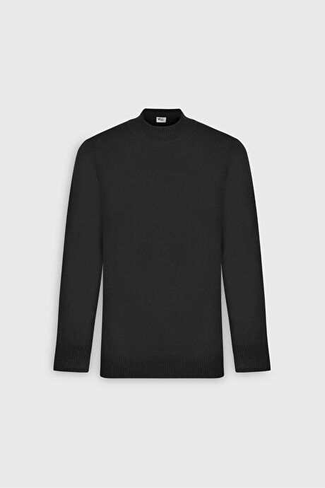 Non-Pilling Anti-Pilling Standard Fit Regular Fit Half Turtleneck Black Pullover 4A4923100005SYH