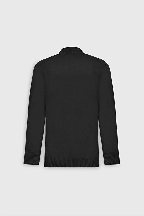 Non-Pilling Anti-Pilling Standard Fit Regular Fit Half Turtleneck Black Pullover 4A4923100005SYH