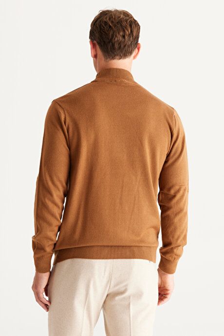 Non-Pilling Anti-Pilling Standard Fit Regular Fit Half Turtleneck Cinnamon Sweater 4A4923100005TRC