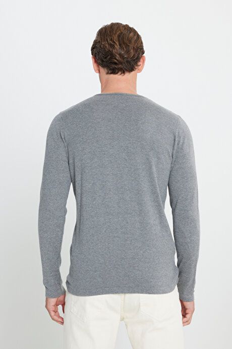 Standard Fit Regular Fit Crew Neck Warm Keep Warm Gray Melange Pullover 4A4923100006GMJ