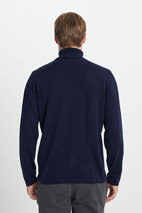 Standard Fit Regular Fit Full Turtleneck Sweater Navy Blue Sweater 4A4923100007LAC