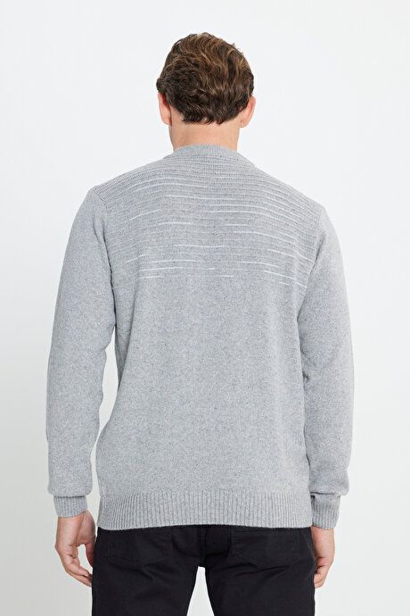 Standard Fit Regular Fit Half Turtleneck Gray-Blue Sweater 4A4923100204GRM