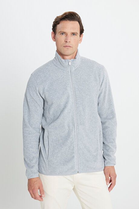 Anti-Pilling Non-Pilling Standard Fit Bato Collar Sweatshirt Jacket Gray Melange Fleece 4A5221100014GMJ