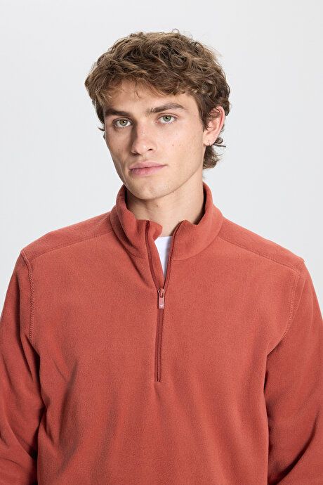 Anti-Pilling Non-Pilling Standard Fit Bato Collar Cold Proof Sweatshirt Light Brown Fleece 4A5221100016AKH