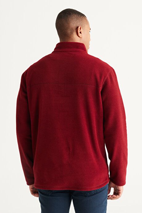 Anti-Pilling Non-Pilling Standard Fit Bato Collar Cold Proof Sweatshirt Burgundy Fleece 4A5221100016BRD