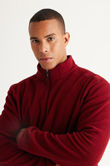 Anti-Pilling Non-Pilling Standard Fit Bato Collar Cold Proof Sweatshirt Burgundy Fleece 4A5221100016BRD