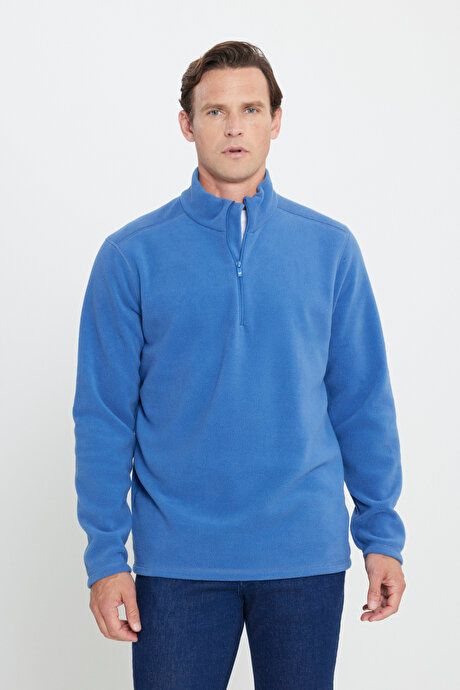 Anti-Pilling Non-Pilling Standard Fit Bato Collar Cold Proof Sweatshirt Indigo Fleece 4A5221100016IND