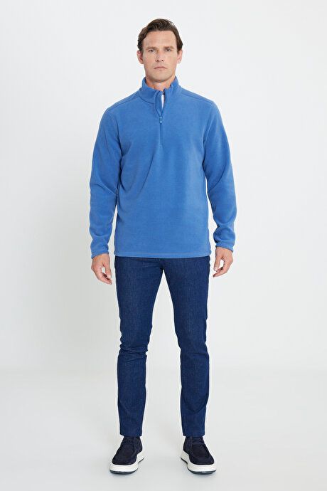 Anti-Pilling Non-Pilling Standard Fit Bato Collar Cold Proof Sweatshirt Indigo Fleece 4A5221100016IND