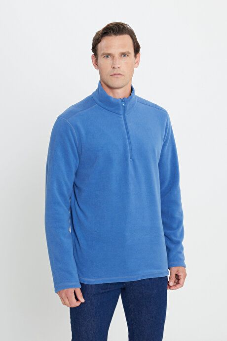 Anti-Pilling Non-Pilling Standard Fit Bato Collar Cold Proof Sweatshirt Indigo Fleece 4A5221100016IND