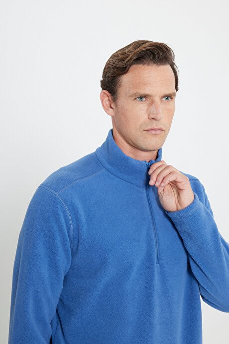 Anti-Pilling Non-Pilling Standard Fit Bato Collar Cold Proof Sweatshirt Indigo Fleece 4A5221100016IND