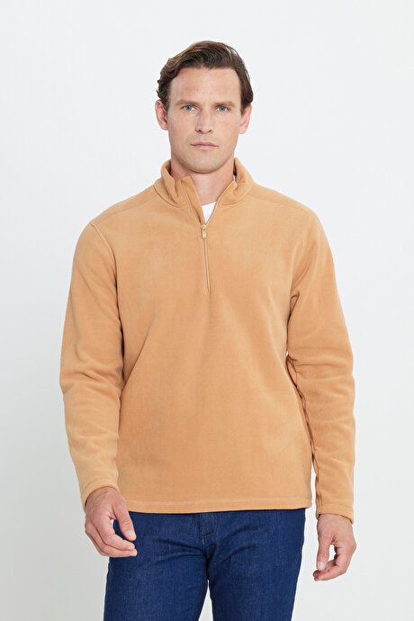 Anti-Pilling Non-Pilling Standard Fit Bato Collar Cold Proof Sweatshirt Caramel Fleece 4A5221100016KRE