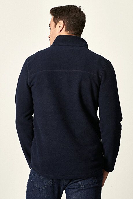 Anti-Pilling Non-Pilling Standard Fit Bato Collar Cold Proof Sweatshirt Navy Blue Fleece 4A5221100016LAC