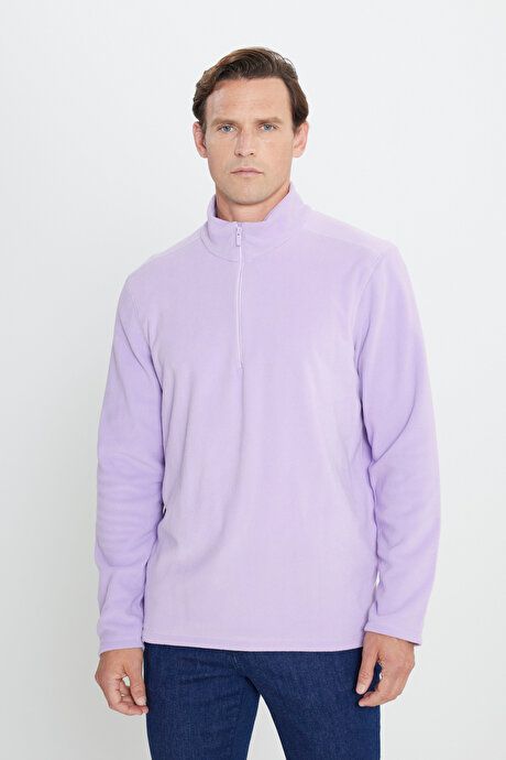 Anti-Pilling Non-Pilling Standard Fit Bato Collar Cold Proof Sweatshirt Lilac Fleece 4A5221100016LIL