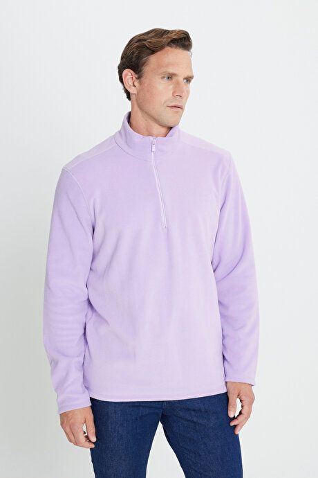 Anti-Pilling Non-Pilling Standard Fit Bato Collar Cold Proof Sweatshirt Lilac Fleece 4A5221100016LIL